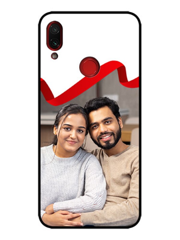 Custom Redmi Note 7 Custom Metal Phone Case - Red Ribbon Frame Design