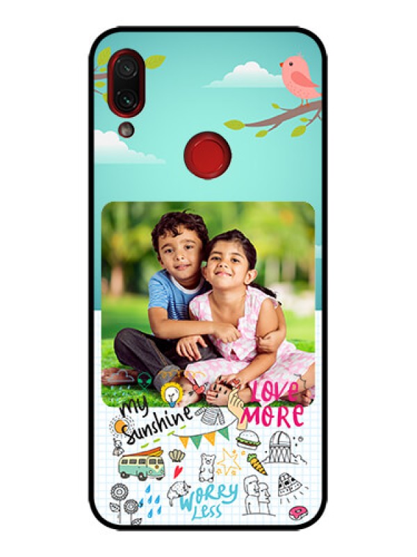 Custom Redmi Note 7 Custom Metal Phone Case - Doodle Love Design