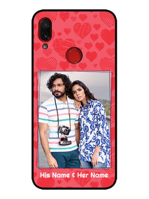 Custom Redmi Note 7 Custom Metal Phone Case - With Red Heart Symbols Design