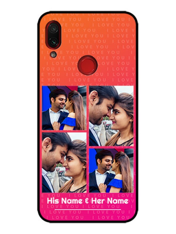 Custom Redmi Note 7 Custom Metal Phone Case - I Love You Pink Design