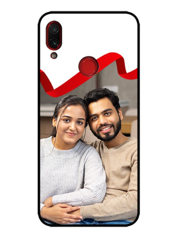 Custom Redmi Note 7s Custom Metal Phone Case - Red Ribbon Frame Design