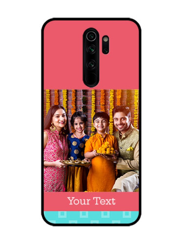 Custom Redmi Note 8 Pro Custom Metal Phone Case - Peach and Blue Color Design