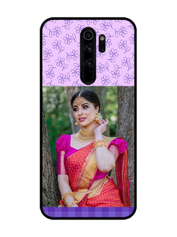 Custom Redmi Note 8 Pro Custom Metal Phone Case - Purple Floral Design