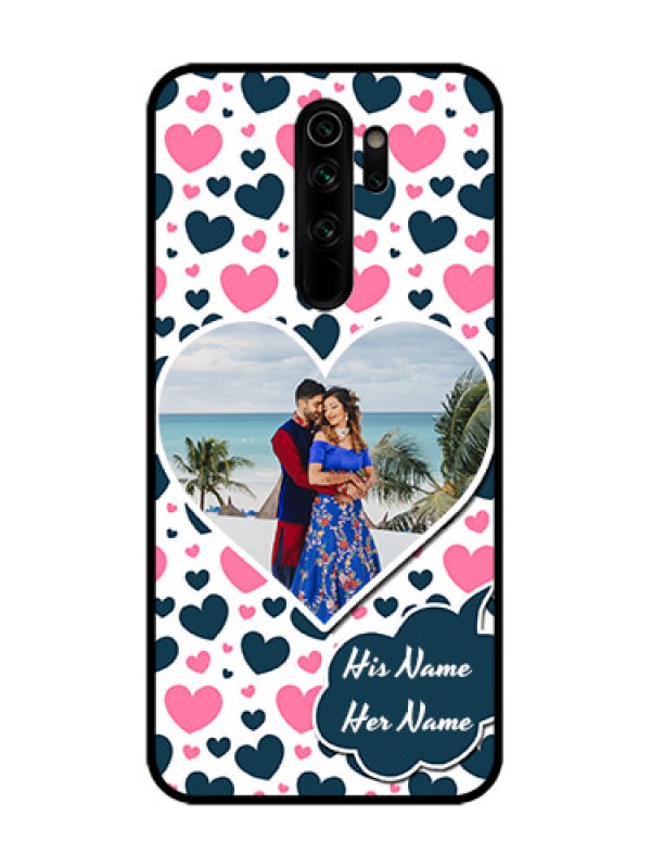 Custom Redmi Note 8 Pro Custom Metal Phone Case - Pink and Blue Heart Design