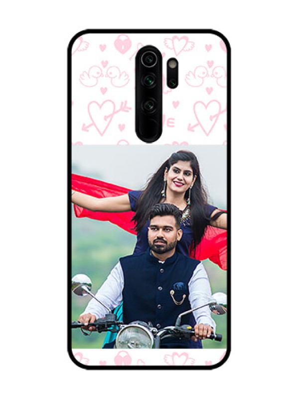 Custom Redmi Note 8 Pro Custom Metal Phone Case - Pink Flying Heart Design