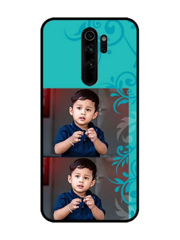 Custom Redmi Note 8 Pro Custom Metal Phone Case - With Photo And Green Floral Design