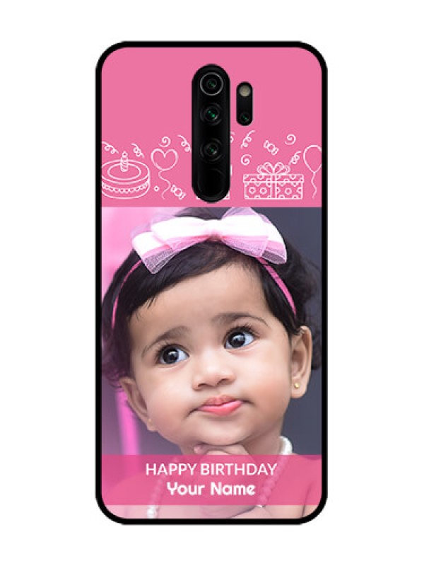 Custom Redmi Note 8 Pro Custom Metal Phone Case - With Birthday Line Art Design