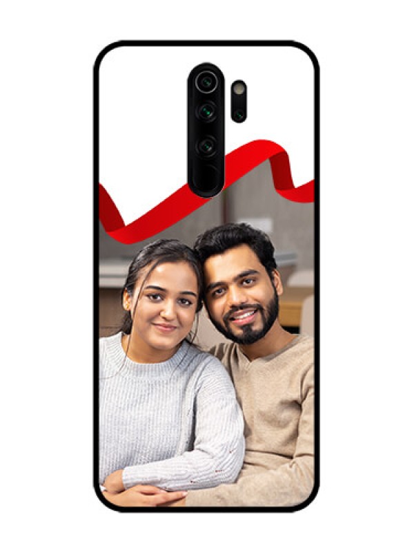 Custom Redmi Note 8 Pro Custom Metal Phone Case - Red Ribbon Frame Design