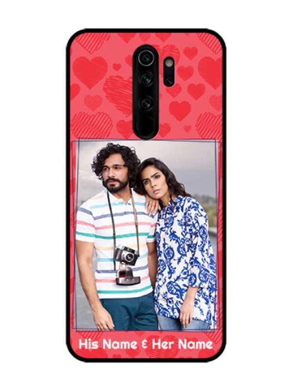 Custom Redmi Note 8 Pro Custom Metal Phone Case - With Red Heart Symbols Design