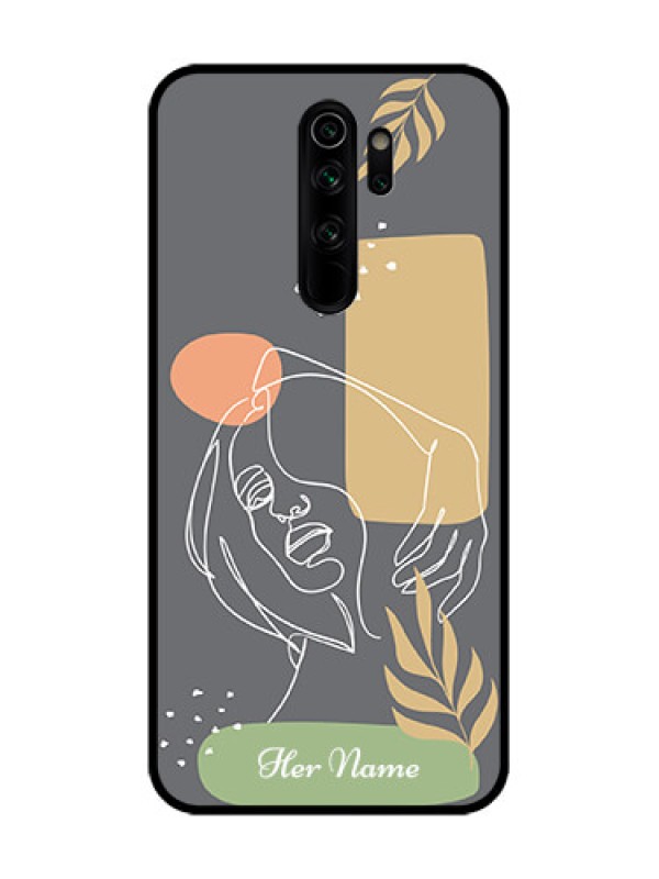 Custom Redmi Note 8 Pro Custom Metal Phone Case - Gazing Woman Line Art Design