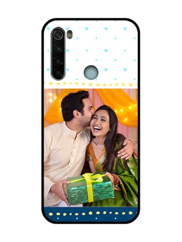 Custom Redmi Note 8 Custom Metal Phone Case - White And Blue Abstract Design