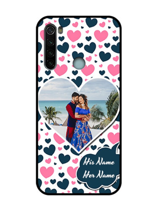 Custom Redmi Note 8 Custom Metal Phone Case - Pink and Blue Heart Design