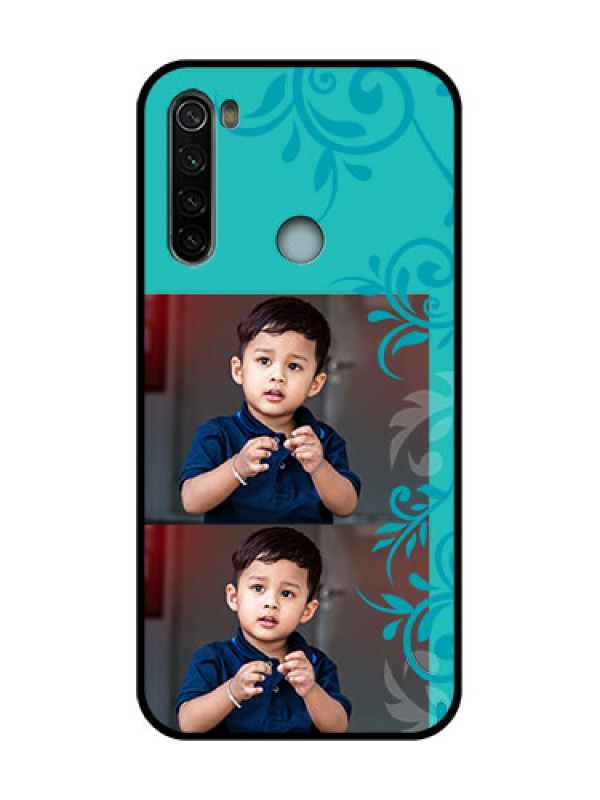 Custom Redmi Note 8 Custom Metal Phone Case - With Photo And Green Floral Design