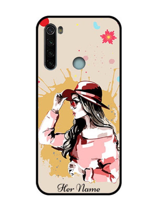 Custom Redmi Note 8 Custom Metal Phone Case - Women With Pink Hat Design