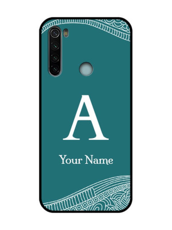 Custom Redmi Note 8 Custom Metal Phone Case - Line Art Pattern With Custom Name Design