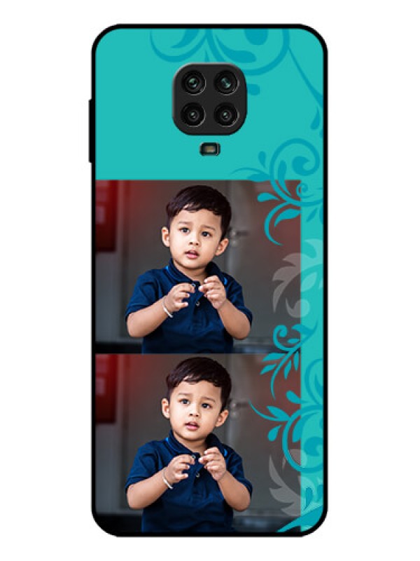 Custom Redmi Note 9 Pro Custom Metal Phone Case - With Photo And Green Floral Design