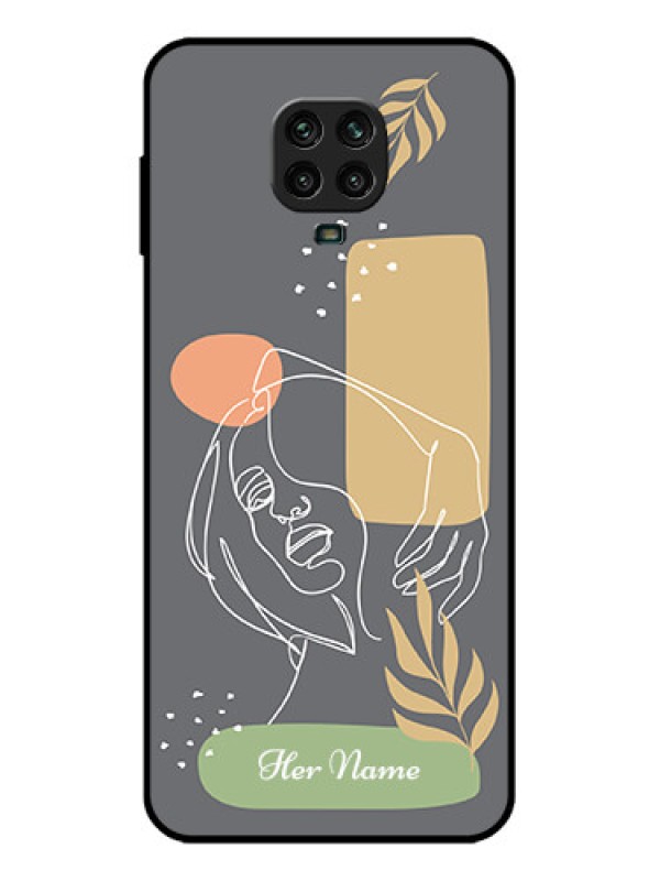 Custom Redmi Note 9 Pro Custom Metal Phone Case - Gazing Woman Line Art Design