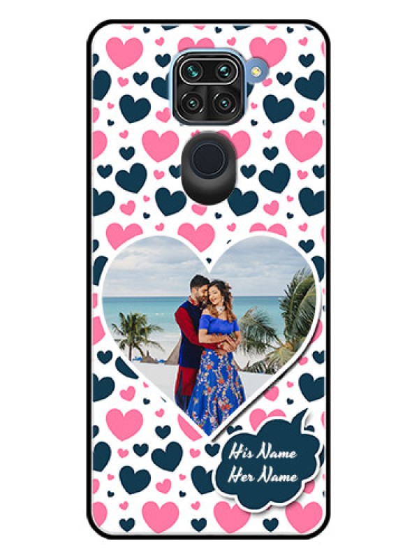Custom Redmi Note 9 Custom Metal Phone CasePink and Blue Heart Design