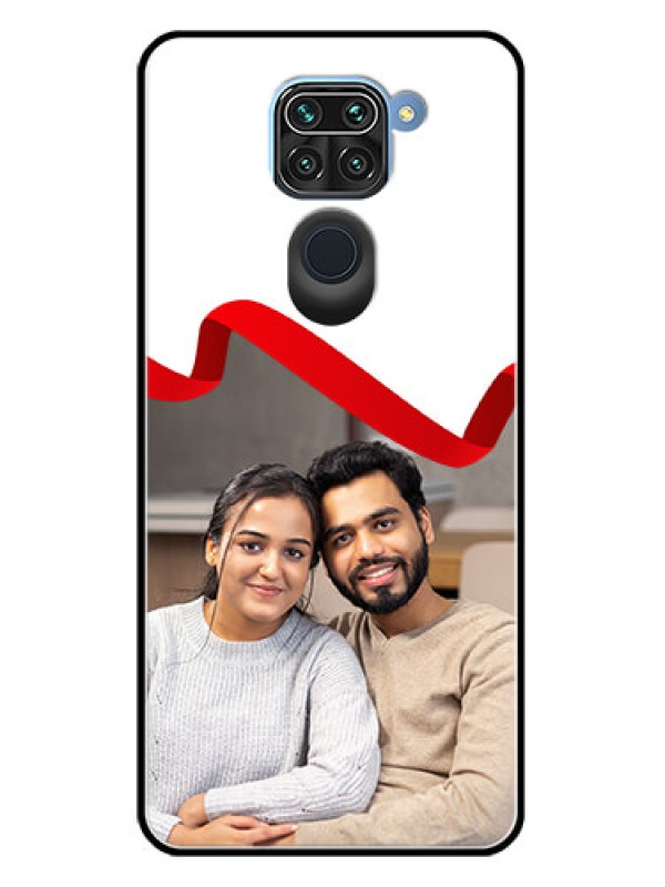 Custom Redmi Note 9 Custom Metal Phone CaseRed Ribbon Frame Design