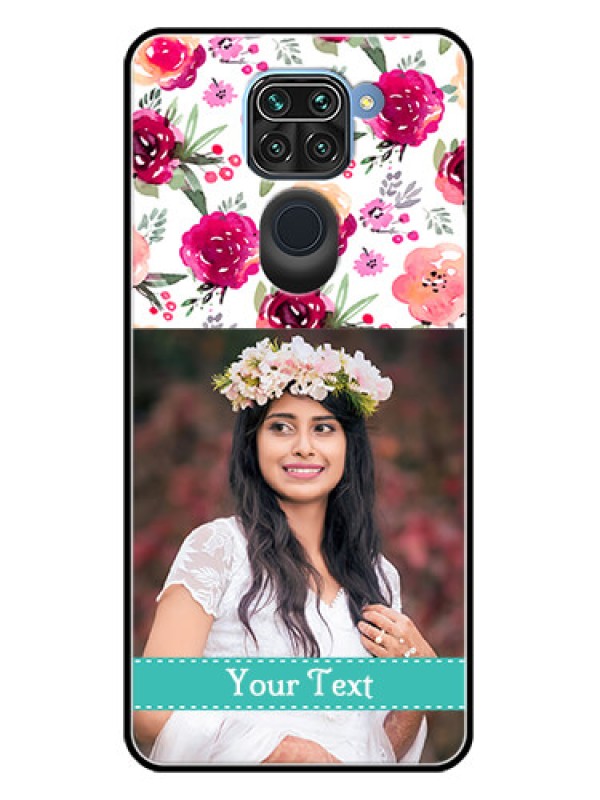Custom Redmi Note 9 Custom Metal Phone CaseWater Colors Floral Design