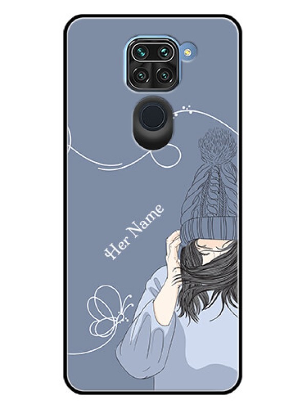 Custom Redmi Note 9 Custom Metal Phone CaseGirl In Winter Outfit Design