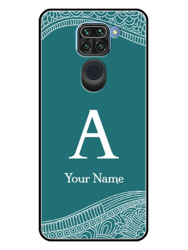 Custom Redmi Note 9 Custom Metal Phone CaseLine Art Pattern With Custom Name Design