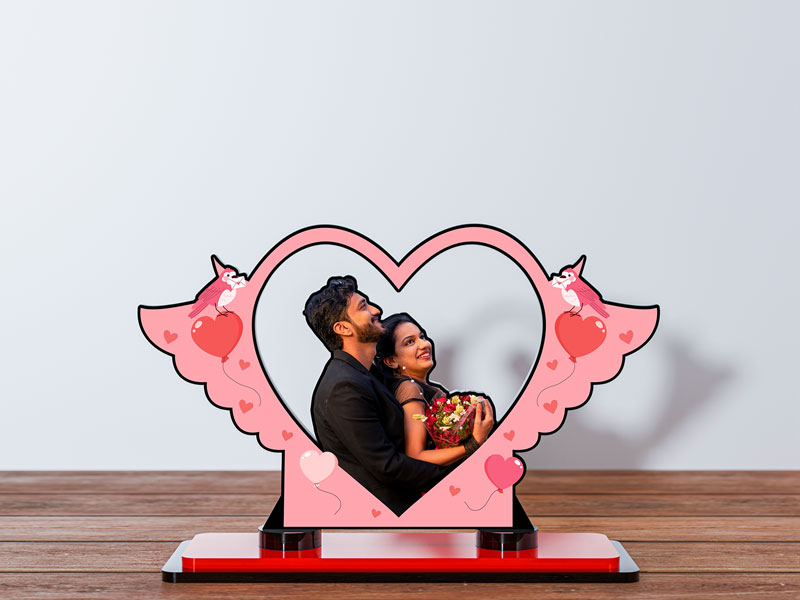 Custom Heart with Wings Miniature Photo Stand Design