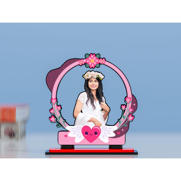 Winged Heart with Flowers Miniature Photo Stand Design