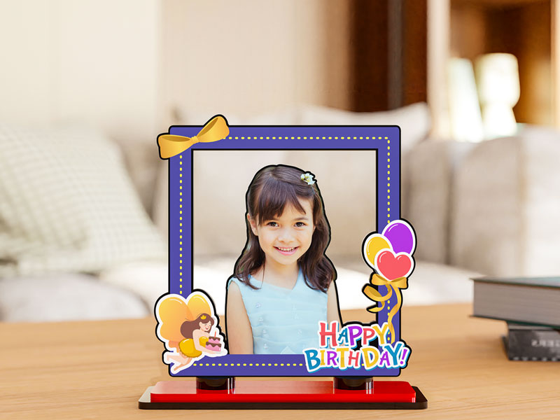 Custom Gift Wrap Styled Happy Birthday Miniature Photo Stand Design