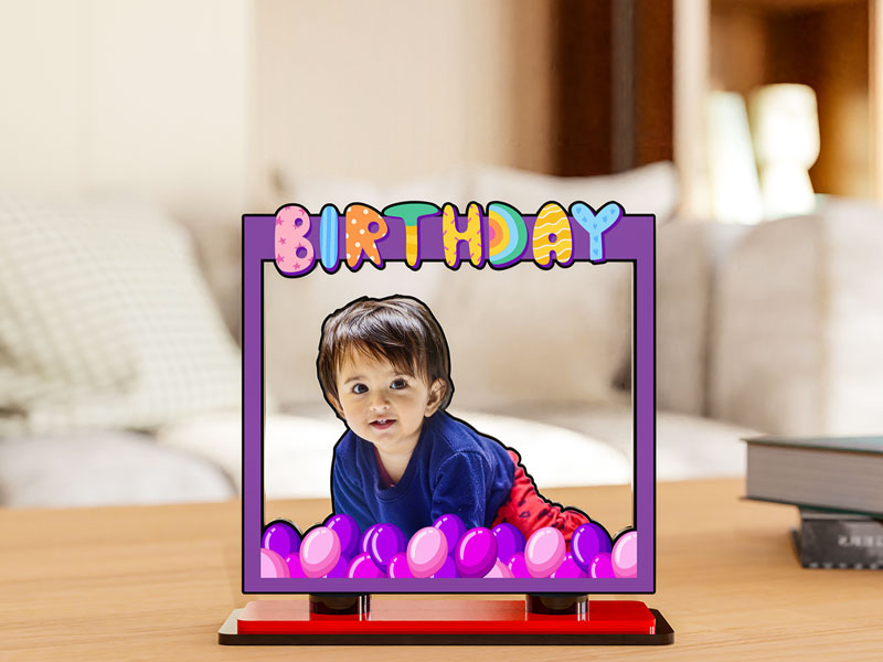 Custom Birthday with Balloons Miniature Photo Stand Design