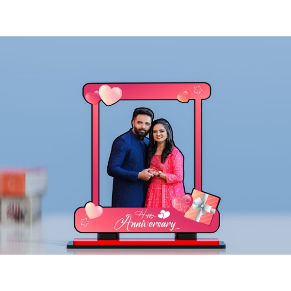 Happy Anniversary with Hearts Miniature Photo Stand Design
