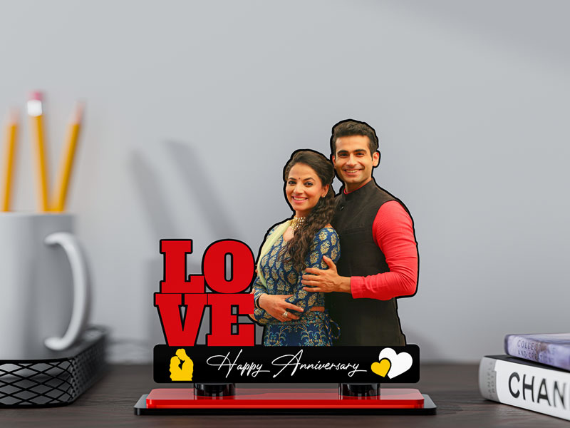 Custom Happy Anniversary with Love Miniature Photo Stand Design