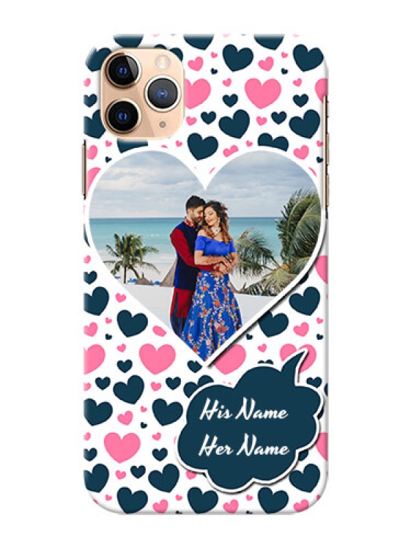 Custom Iphone 11 Pro Max Mobile Covers Online: Pink & Blue Heart Design