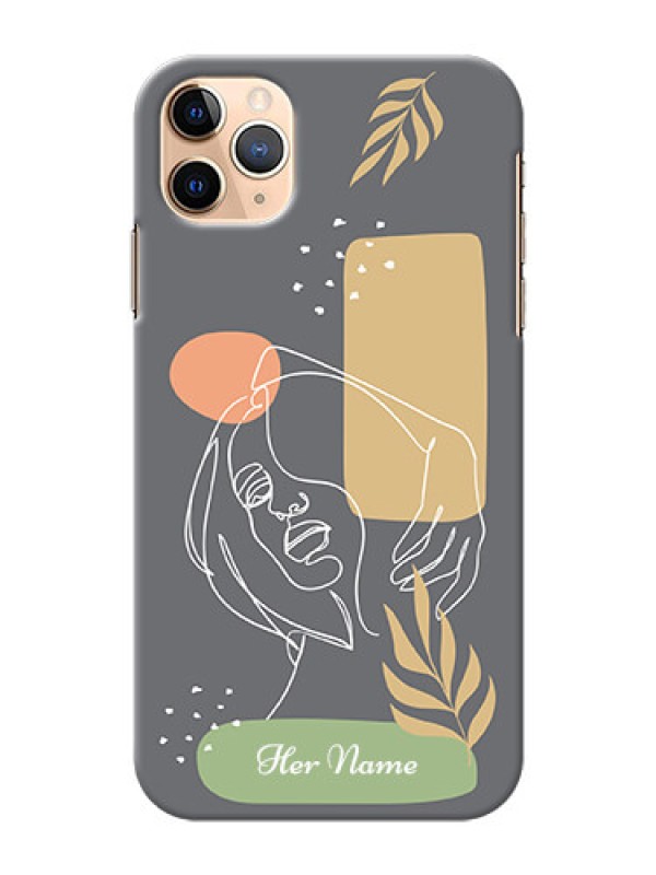 Custom iPhone 11 Pro Max Phone Back Covers: Gazing Woman line art Design