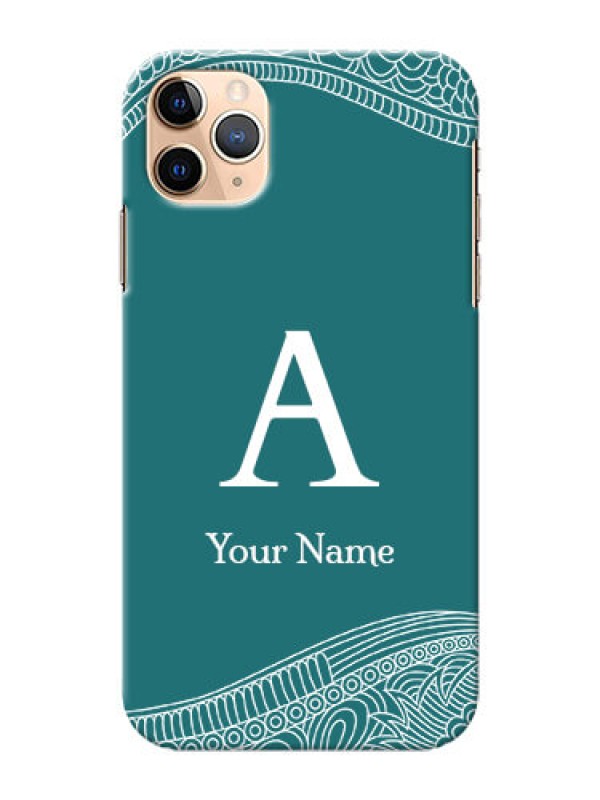 Custom iPhone 11 Pro Max Mobile Back Covers: line art pattern with custom name Design