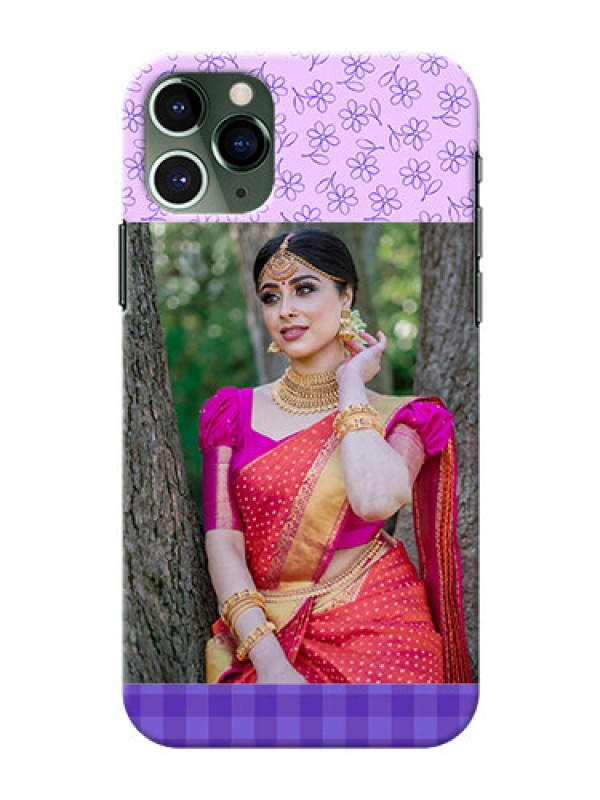 Custom Iphone 11 Pro Mobile Cases: Purple Floral Design
