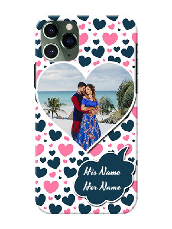 Custom Iphone 11 Pro Mobile Covers Online: Pink & Blue Heart Design