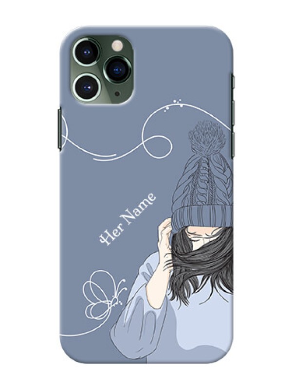 Custom iPhone 11 Pro Custom Mobile Case with Girl in winter outfit Design