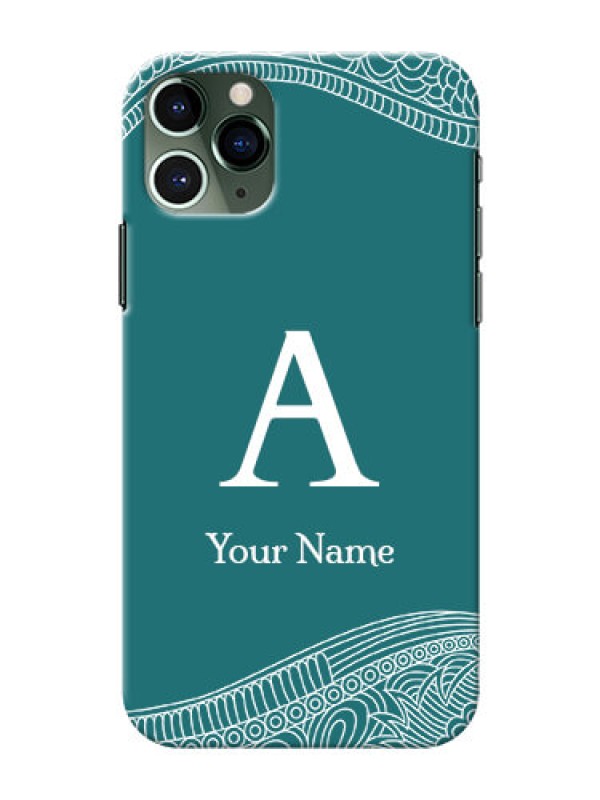 Custom iPhone 11 Pro Mobile Back Covers: line art pattern with custom name Design