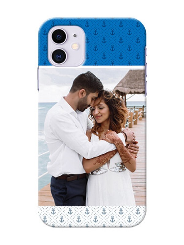 Custom Iphone 11 Mobile Phone Covers: Blue Anchors Design