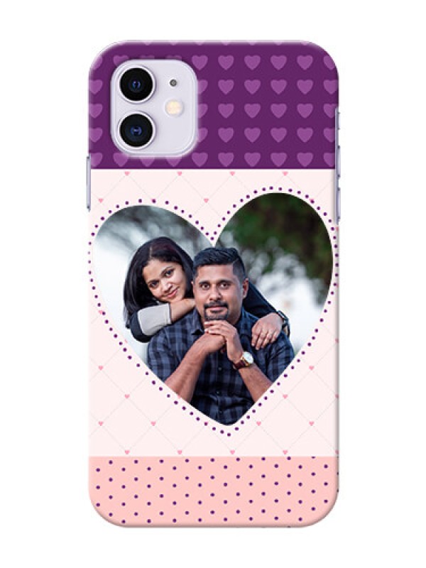 Custom Iphone 11 Mobile Back Covers: Violet Love Dots Design
