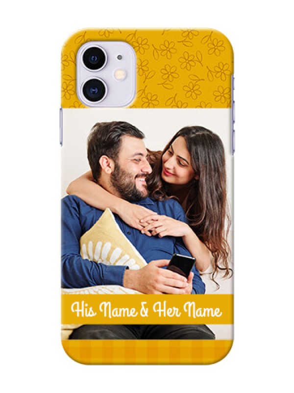Custom Iphone 11 mobile phone covers: Yellow Floral Design