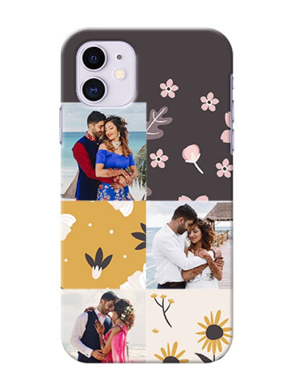 Custom Iphone 11 phone cases online: 3 Images with Floral Design