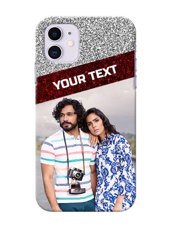 Custom Iphone 11 Mobile Cases: Image Holder with Glitter Strip Design