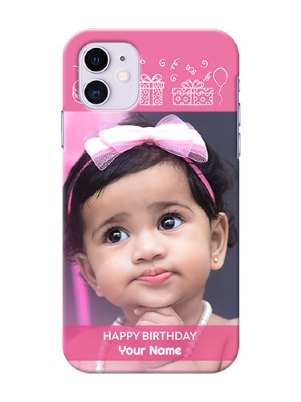 Custom Iphone 11 Custom Mobile Cover with Birthday Line Art Design
