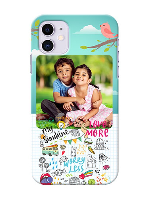 Custom Iphone 11 phone cases online: Doodle love Design