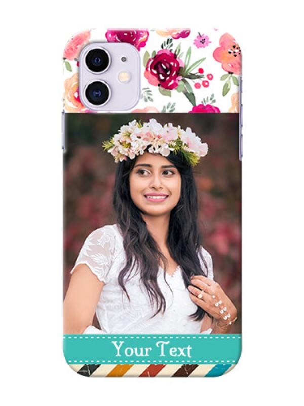 Custom Iphone 11 Personalized Mobile Cases: Watercolor Floral Design