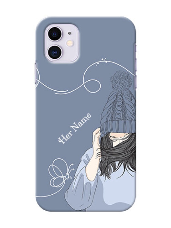 Custom iPhone 11 Custom Mobile Case with Girl in winter outfit Design