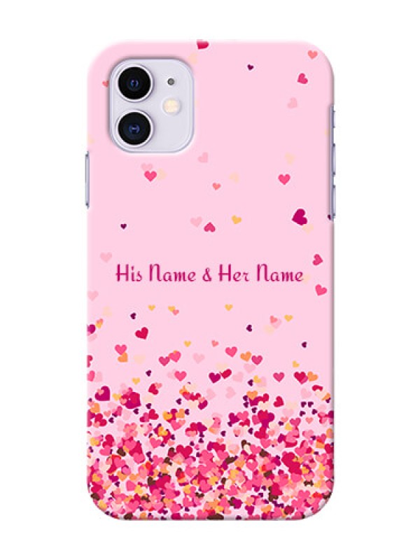 Custom iPhone 11 Phone Back Covers: Floating Hearts Design