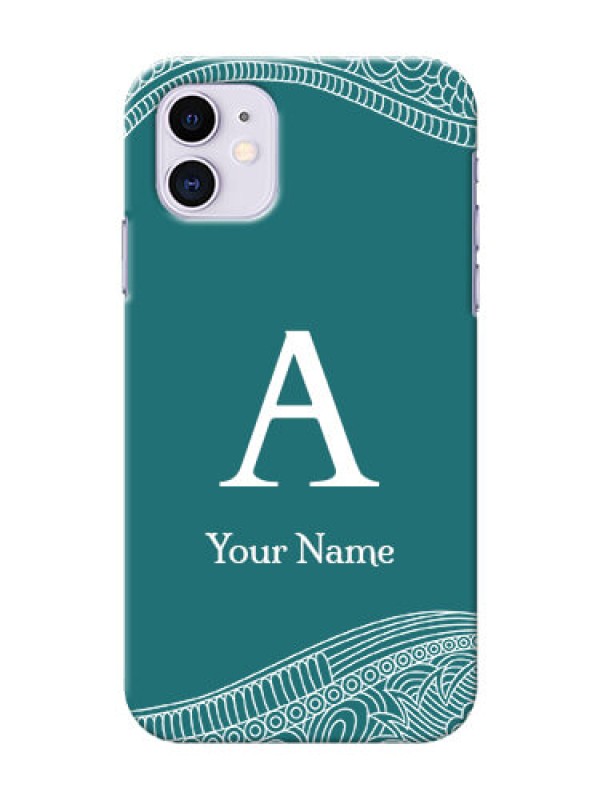 Custom iPhone 11 Mobile Back Covers: line art pattern with custom name Design